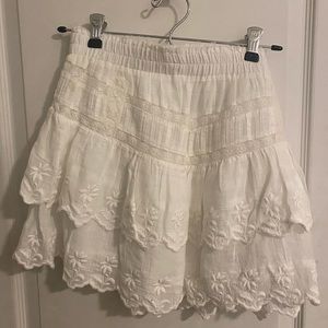 LoveshackFancy white mini skirt